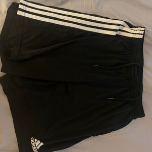 Adidas Black Shorts with White Stripes
